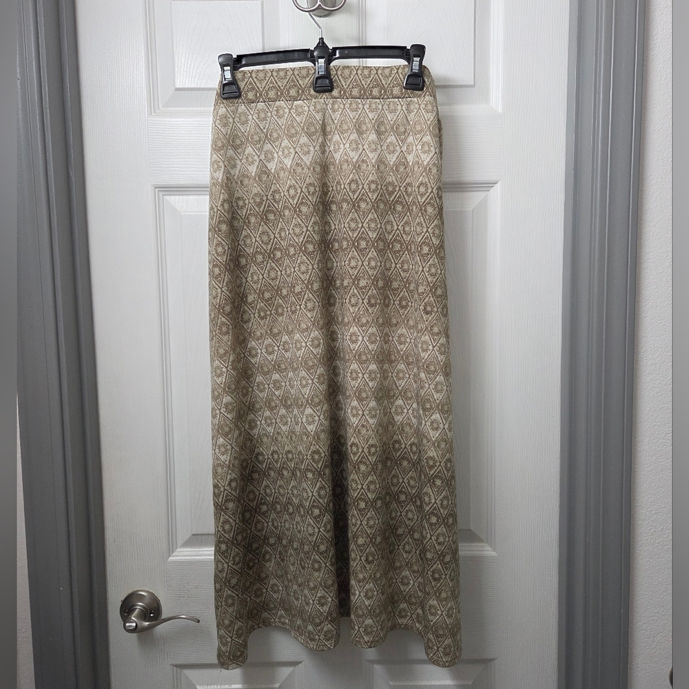 Christopher & Banks Beige Diamond Midi Skirt Western Cottage Boho Size PXL Y2K